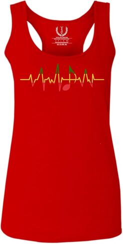0560. Heart Beat Note Music Quaver reaggae Rasta Cool Graphic Musician Women's Tank Top Racerback in Saudi Arabia