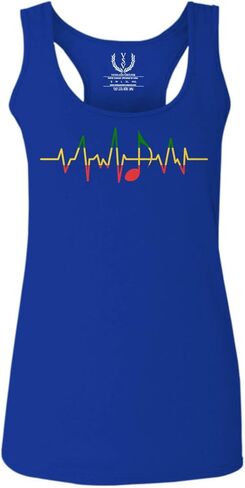 0560. Heart Beat Note Music Quaver reaggae Rasta Cool Graphic Musician Women's Tank Top Racerback in Saudi Arabia