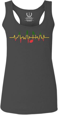 0560. Heart Beat Note Music Quaver reaggae Rasta Cool Graphic Musician Women's Tank Top Racerback in Saudi Arabia