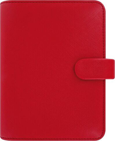 Filofax Saffiano Organizer, Pocket Size, Poppy - Cross-Grain, Leather-Look, Six Rings, Week-to-View Insert, Multilingual (C022471) in Saudi Arabia