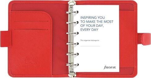 Filofax Saffiano Organizer, Pocket Size, Poppy - Cross-Grain, Leather-Look, Six Rings, Week-to-View Insert, Multilingual (C022471) in Saudi Arabia