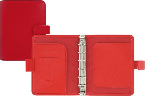 Filofax Saffiano Organizer, Pocket Size, Poppy - Cross-Grain, Leather-Look, Six Rings, Week-to-View Insert, Multilingual (C022471) in Saudi Arabia