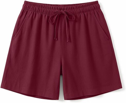 Womens Bermuda Shorts with Pockets Drawstring Elastic Waist Linen Shorts Casual Beach Vacation 2026 Summer Clothes in Saudi Arabia