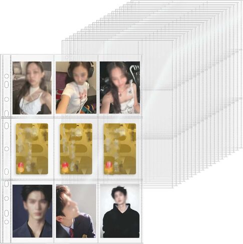 20 ورقة مقاس A4 بأكمام بلاستيكية من البولي بروبيلين وأكمام لبطاقات الصور الفوتوغرافية و11 فتحة و6 جيوب وحامل بطاقات شفاف علوي لصفحات التحميل لـ 3 حلقات لبطاقات البيسبول التجارية (6 جيوب) in Kuwait