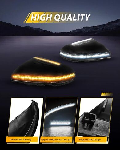 LESAUCE LED Side Mirror Lights for 2009-2021 Dodge Ram 1500 2500 3500 4500 Laramie Switchback Amber Turn Signals White Puddle Lights Smoked Lens Driver & Passenger Side Assembly for Pickup Truck, 2PCS in Kuwait