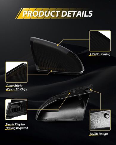 LESAUCE LED Side Mirror Lights for 2009-2021 Dodge Ram 1500 2500 3500 4500 Laramie Switchback Amber Turn Signals White Puddle Lights Smoked Lens Driver & Passenger Side Assembly for Pickup Truck, 2PCS in Kuwait