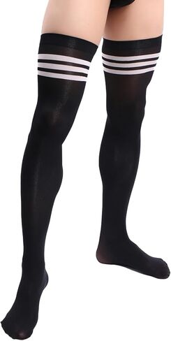 جوارب سيسي عالية الفخذ للرجال فوق جوارب الركبة، جوارب Femboy عالية الفخذ لمرتدي الملابس المتقاطعة، جوارب سيسي شفافة لملابس متقاطعة للرجال، أسود in Kuwait