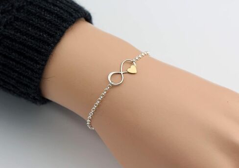 A Charmed Impression Nanny Gifts from Kids for Women • Gift for Nanny Bracelet • Sterling Silver Bracelet • Babysitter Gratitude and Appreciation Jewelry • Best Nanny Ever • Infinity Gold Heart Charm in Saudi Arabia