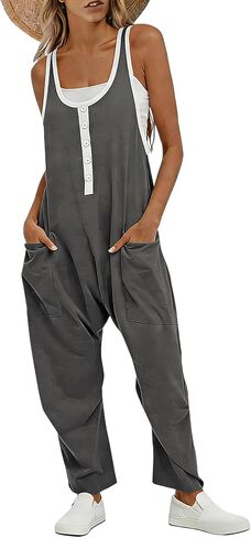 AMEBELLE Womens Colorblock Casual Harem Overalls Sleeveless Jumpsuit Romper Adjustable Straps with Pockets in Kuwait
