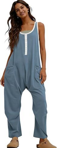 AMEBELLE Womens Colorblock Casual Harem Overalls Sleeveless Jumpsuit Romper Adjustable Straps with Pockets in Kuwait