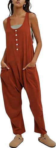 AMEBELLE Womens Colorblock Casual Harem Overalls Sleeveless Jumpsuit Romper Adjustable Straps with Pockets in Kuwait