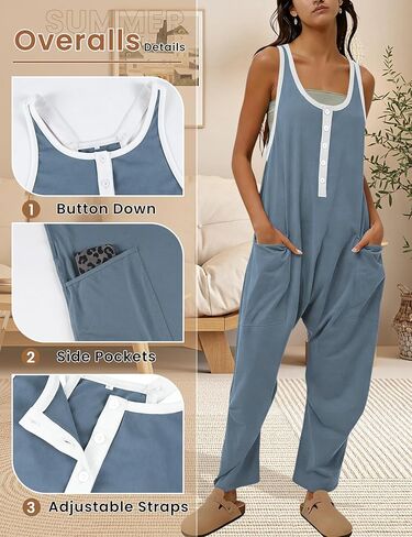 AMEBELLE Womens Colorblock Casual Harem Overalls Sleeveless Jumpsuit Romper Adjustable Straps with Pockets in Kuwait