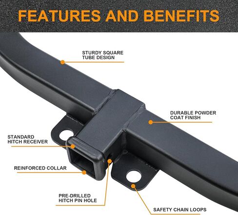 Autekcomma 13146 Class 3 Trailer Hitch, Compatible with Honda Pilot 2016-2022, Acura MDX 2014-2020, 2-Inch Tow Hitch Receiver, Multi-Fit Hitch to Ball Mount, Cargo Carrier. Black Matte Powder Coated. in Kuwait