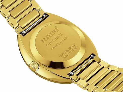 Rado - DiaStar Original Automatic - للرجال - ساعة سويسرية - سيراموس ملون بالذهب الأصفر شديد اللمعان وهيكل من الفولاذ المقاوم للصدأ مطلي بتقنية PVD - كريستال الياقوت و11 قرص زركونيا مكعب أحمر - 80 ساعة من احتياطي الطاقة - أوتوماتيكي - 38 ملم - مقاومة للماء in Saudi Arabia