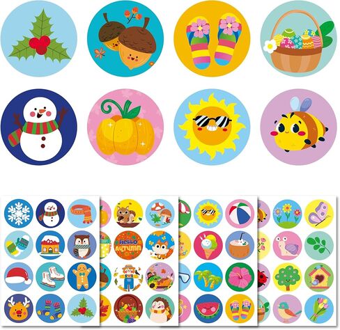 480PCS Seasons Stickers - for Classroom, Seasons Crafts and Party Favors, Spring, Summer, Fall, Winter，Great for Holiday Season Gifts, Christmas Party, Cards, Envelopes, Boxes, Tags, and Supplies in Saudi Arabia