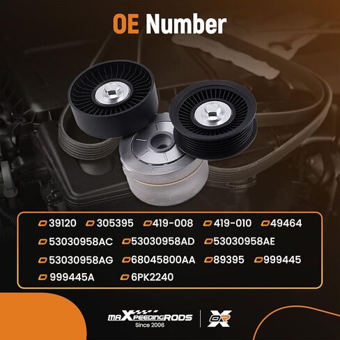 maXpeedingrods Engine Serpentine Belt Tensioner Drive Kit Compatible with Jeep Liberty 2009-2012 Dodge Nitro 2010-2011 3.7L V6 39120 53030958AG 6PK2240 in Saudi Arabia
