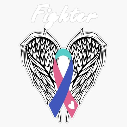 Magnet Thyroid Cancer Awareness Pink Blue Ribbon Costume Fighter Magnetic Vinyl Sticker 5" in Saudi Arabia