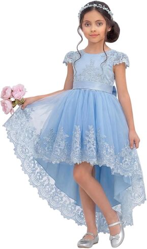 LalaMira Flower Girl Dress High-Low Satin Toddler Dresses A Line Birthday Dress for Wedding Graduation Father Daughter Dance in Kuwait