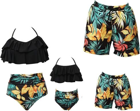 Two Piece Matching Family Swimsuit Set Mommy and Me Bathing Suit Family Matching Swimwear Bikini Sets in Kuwait