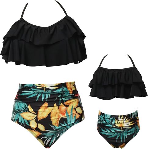 Two Piece Matching Family Swimsuit Set Mommy and Me Bathing Suit Family Matching Swimwear Bikini Sets in Kuwait