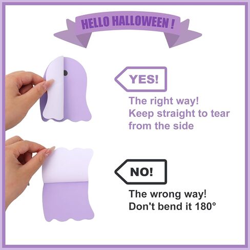 JarThenaAMCS 1200Pcs Halloween Sticky Notes Pastel Ghost 3 x 3.4 Inch Self Adhesive Notepads Removable White Pink Purple Green Memo Pads for School Home Office Classroom Supplies in Saudi Arabia