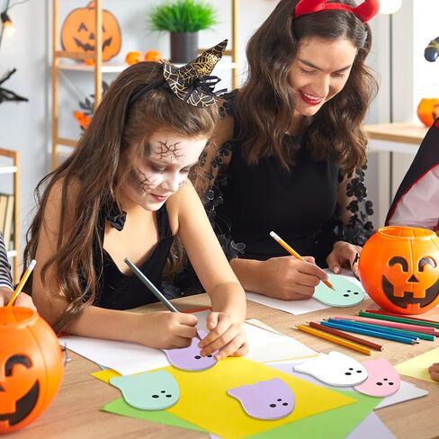 JarThenaAMCS 1200Pcs Halloween Sticky Notes Pastel Ghost 3 x 3.4 Inch Self Adhesive Notepads Removable White Pink Purple Green Memo Pads for School Home Office Classroom Supplies in Saudi Arabia