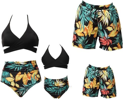 Two Piece Matching Family Swimsuit Set Mommy and Me Bathing Suit Family Matching Swimwear Bikini Sets in Kuwait
