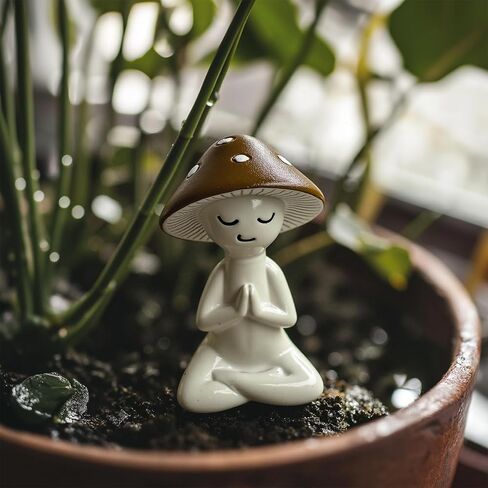 ديكور فطر هوسرنوفو، تماثيل فطر لطيفة مع وضع متصل باليدين لتزيين المنزل والمكتب والحديقة، هدية مضحكة لعيد ميلاد المنزل الجديد والفيل الأبيض in Kuwait