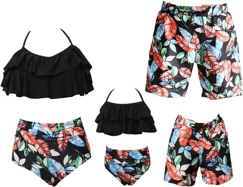 Two Piece Matching Family Swimsuit Set Mommy and Me Bathing Suit Family Matching Swimwear Bikini Sets in Kuwait