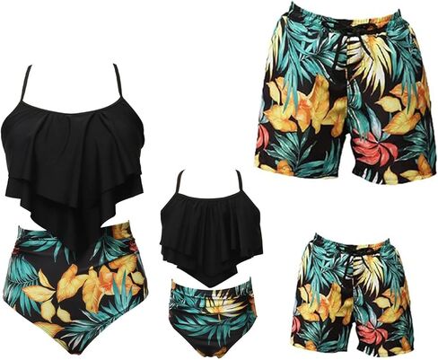 Two Piece Matching Family Swimsuit Set Mommy and Me Bathing Suit Family Matching Swimwear Bikini Sets in Kuwait