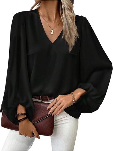 SOLY HUX Women's Plus Size Leopard Print Blouse V Neck Long Sleeve Top Teacher Shirt Fall Office Outfit in Saudi Arabia
