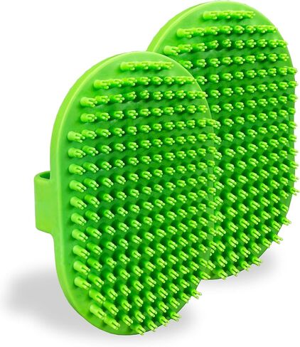 فرشاة استحمام للكلاب من ليليان روف - عبوتان من فرشاة استحمام مطاطية مرنة للكلاب مع حزام قابل للتعديل - شعيرات تدليك مهدئة تنتج المزيد من الرغوة، وتقلل وقت الاستحمام، وتزيل المزيد من الأوساخ والشعر السائب (أخضر) in Kuwait