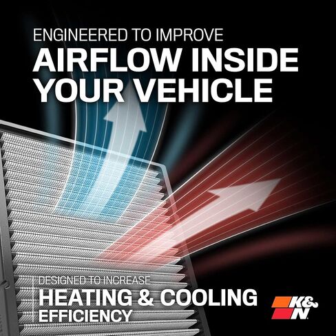 فلتر هواء كابينة K&N مدى الحياة: هواء ممتاز وقابل للغسل ونظيف لمقصورتك: متوافق مع 2010-2015 Chervolet: Camaro، SS، ZL1، VF3017 in Kuwait