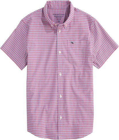 vineyard vines Boys' Boys Tradewind Check Performance Cotton Short Sleeve Shirt in Saudi Arabia