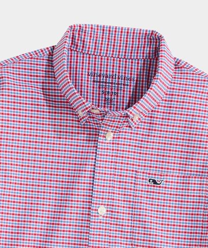 قميص قطني قصير الأكمام للأولاد من Vineyard Vines للأولاد من Tradewind Check Performance in Kuwait