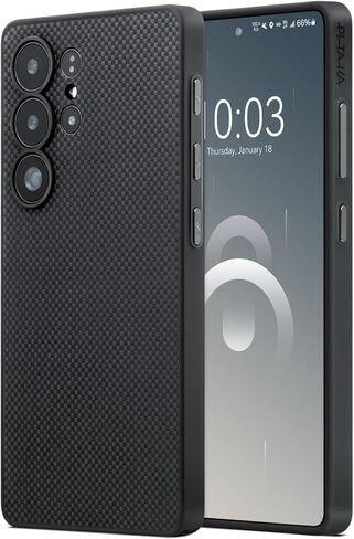 حافظة بيتاكا لهاتف Samsung Galaxy S24 Ultra، مقاس 6.8 بوصة، متوافقة مع MagSafe، حافظة S24 Ultra الواقية، مصنوعة من ألياف الأراميد 1500D [جراب PinButton] أسود in Kuwait