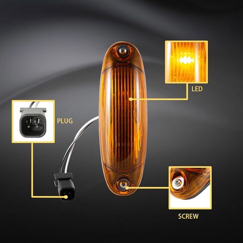 5PCS Amber LED Front Marker Cab Roof Running Top Lights with Wire and Male Plug Fit for Trucks Freightliner Cascadia 2008-2013 in Saudi Arabia