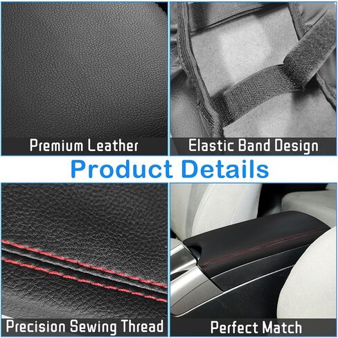 QianBao Compatible with Toyota Prius 2010 2011 2012 2013 2014 2015 Leather Armrest Box Center Console Cover Middle Console Cover Protector Red Stitches in Saudi Arabia