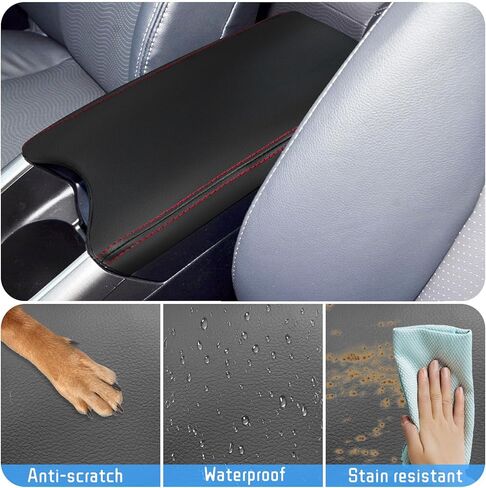 QianBao Compatible with Toyota Prius 2010 2011 2012 2013 2014 2015 Leather Armrest Box Center Console Cover Middle Console Cover Protector Red Stitches in Saudi Arabia