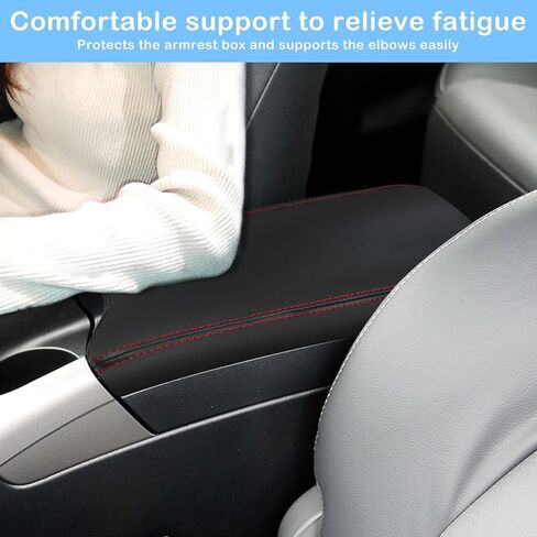 QianBao Compatible with Toyota Prius 2010 2011 2012 2013 2014 2015 Leather Armrest Box Center Console Cover Middle Console Cover Protector Red Stitches in Saudi Arabia
