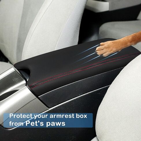 QianBao Compatible with Toyota Prius 2010 2011 2012 2013 2014 2015 Leather Armrest Box Center Console Cover Middle Console Cover Protector Red Stitches in Saudi Arabia