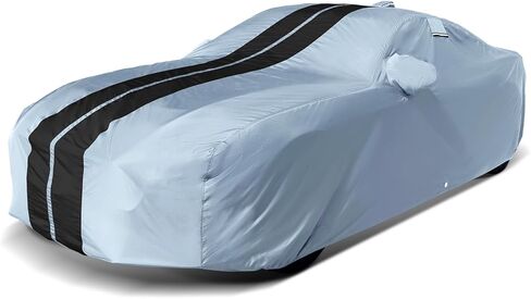 Coverland Premium Plus Car Cover Waterproof All Weather, Rain Snow UV Protection for Trans AM, Camaro, Firebird, XJS, GranTurismo, SC, Size C14 (See Size Chart), Stripe - Gray/Black in Saudi Arabia
