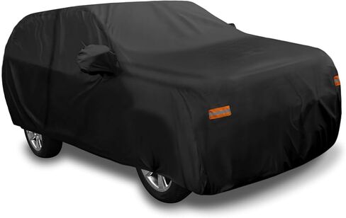 غطاء سيارة SUV لسيارة شيفروليه تاهو 4 أبواب 2007-2024 خارجي مقاوم للماء والشمس والأمطار والرياح والثلج حماية 190T PU مع سحاب باب السائق أسود ملحقات السيارات in Saudi Arabia