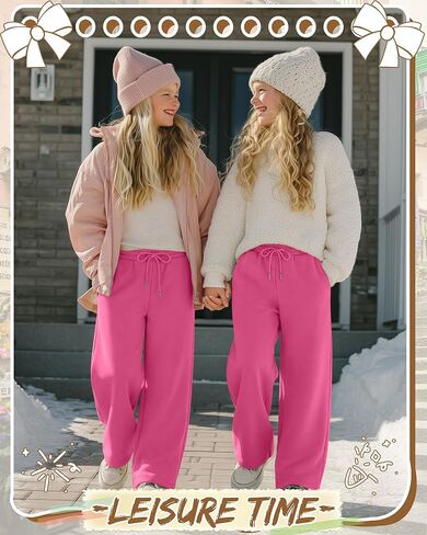 Girl's Wide Leg Sweatpants Drawstring Baggy Joggers Loose Athletic Open Bottom Casual Pants with Pockets in Saudi Arabia