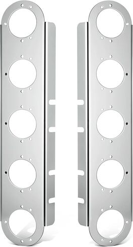 Partsam 1 Pair 21.5" Front Watermelon Air Cleaner Light Bar Bracekts Compatible with Peterbilt Kenworth Freightliner, 5 Watermelon Light Cut-Outs, 304 Stainless Steel, Light Not Include in Saudi Arabia