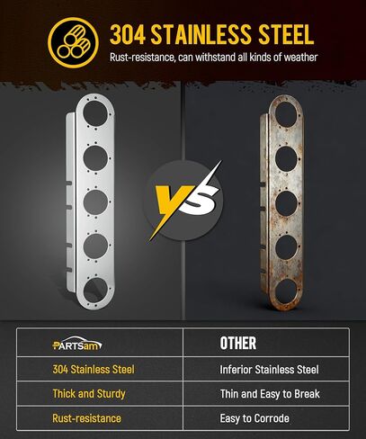 Partsam 1 Pair 21.5" Front Watermelon Air Cleaner Light Bar Bracekts Compatible with Peterbilt Kenworth Freightliner, 5 Watermelon Light Cut-Outs, 304 Stainless Steel, Light Not Include in Saudi Arabia