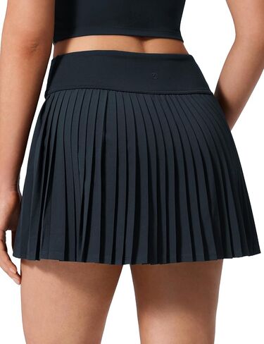 CRZ YOGA High Waisted Pleated Back Tennis Skirts for Women - A-line Front Mini Golf Casual Skort with Inner Shorts in Saudi Arabia