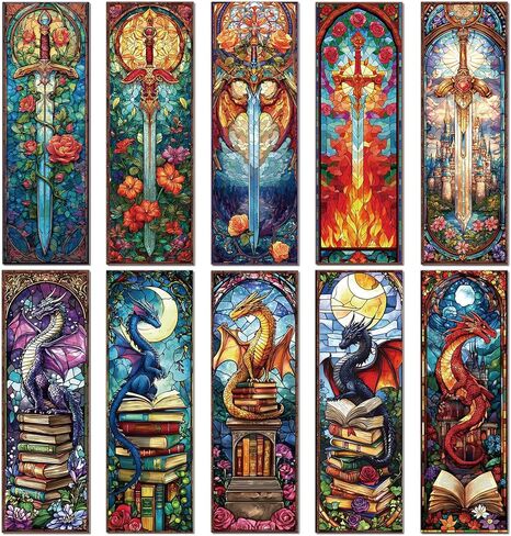 هدايا المرجعية زهرة الزجاج الملون - Cosmisun 10 قطع زهرية شفافة PVC المرجعية الزجاج الملون فن النبات كتاب علامة الصفحة كليب هدايا للنساء الرجال عشاق الكتب المعلم طالب قارئ الكتب in Kuwait