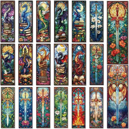 Stained Glass Flower Bookmark Gifts - Cosmisun 10 Pcs Floral Transparent PVC Bookmark Stained Glass Art Plant Book Mark Page Clips Gifts for Women Men Book Lovers Teacher Student Bookish Reader in Saudi Arabia