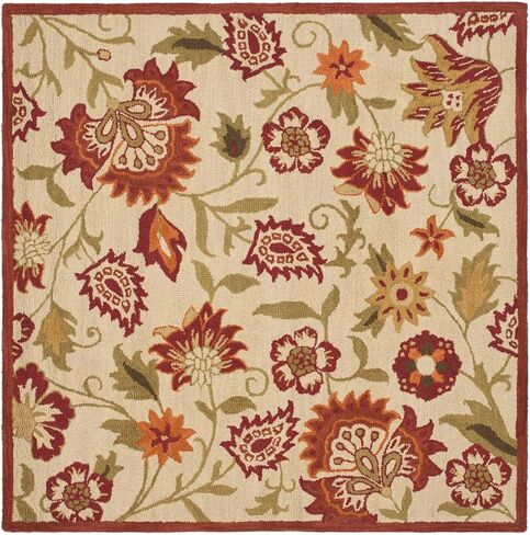 سجادة منطقة SAFAVIEH Blossom Collection - مربعة 8 بوصات، بيج ومتعدد، صوف زهري مصنوع يدويًا، مثالية للمناطق ذات حركة المرور العالية في غرفة المعيشة وغرفة النوم (BLM862A) in Saudi Arabia